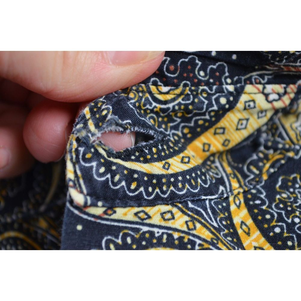 Stacy Adams Shirt Men's  17 32/33  Black Yellow Paisley Convertible French Cuffs - Picture 7 of 16